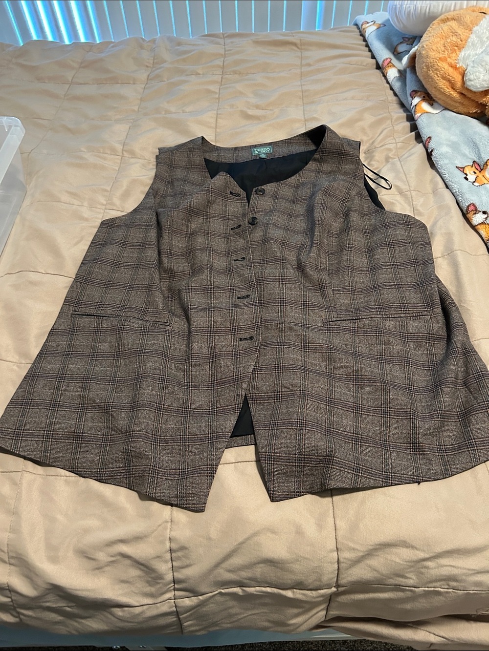 Terra & Sky Brown Plaid Vest